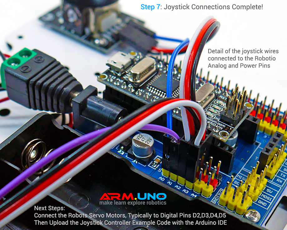 Robotio Arduino Joystick Servo Motor Robot Control Tutorial, Step 7