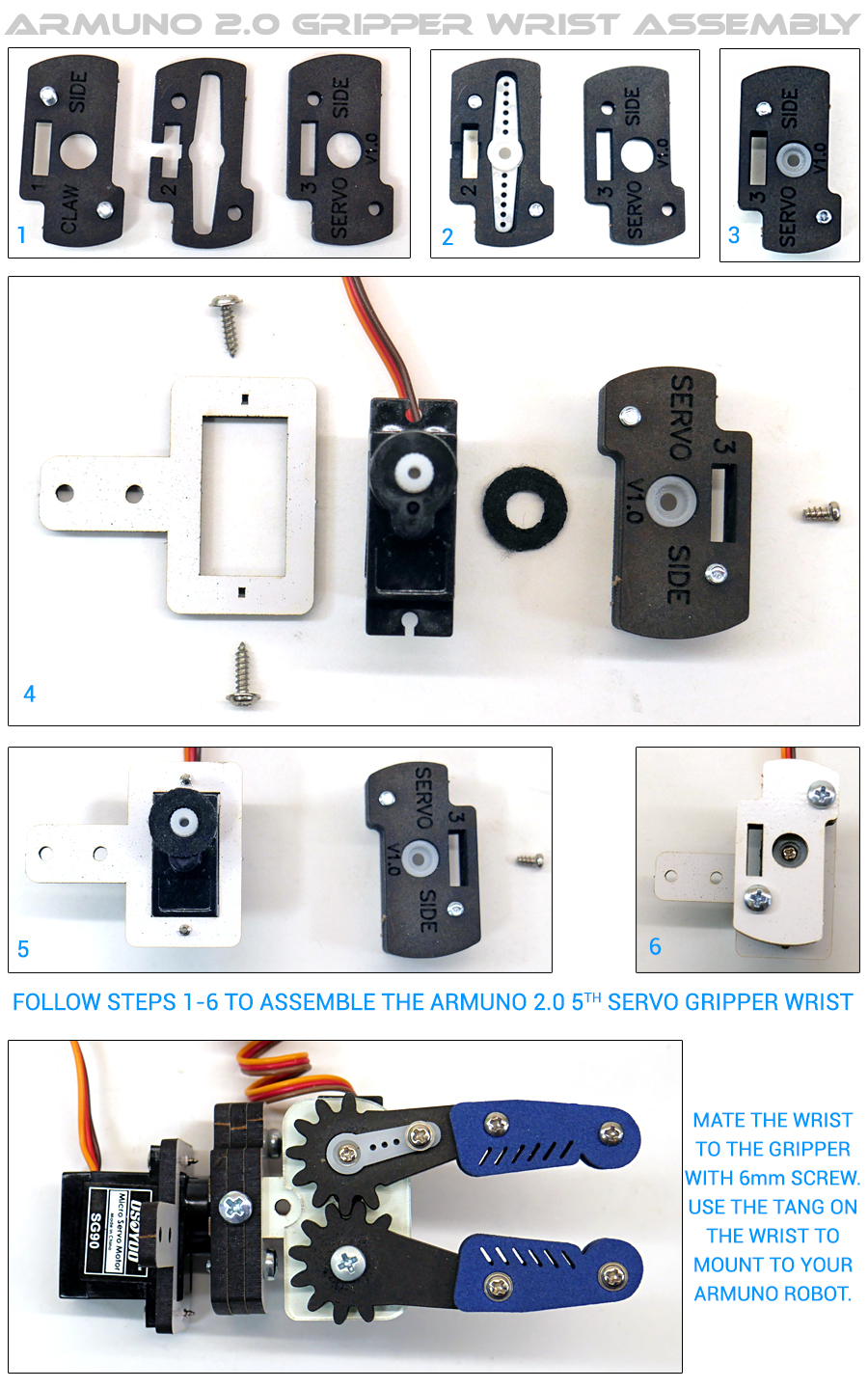 Optional Gripper Wrist Kit Assembly for ArmUno 2.0 Robotic Arm