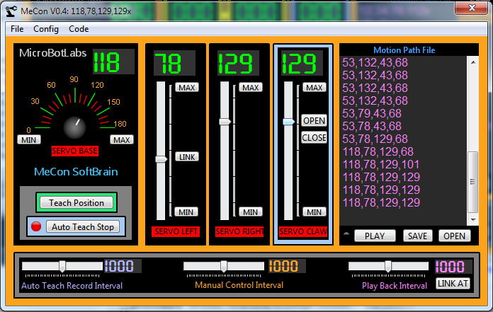 MeCon Robotic Arm Control Software