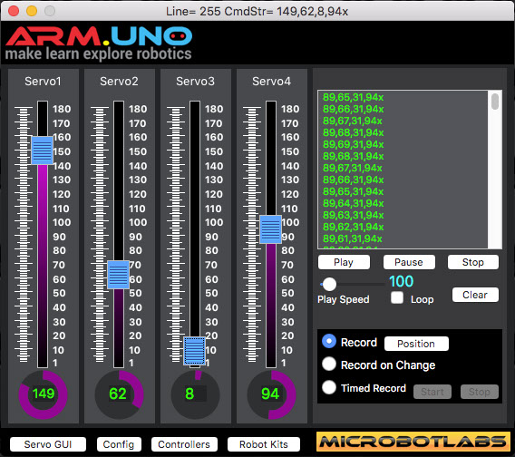 Servio USB Servo Controller App for Mac OS