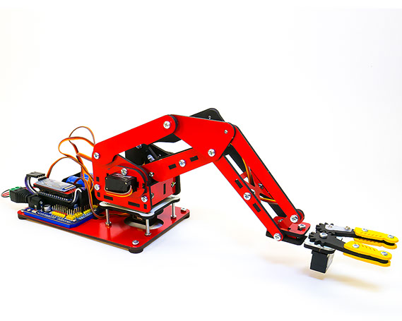 ArmUno 2.0 Robotic Arm Kit Red with Robotio Controller and Bluberry Bluetooth